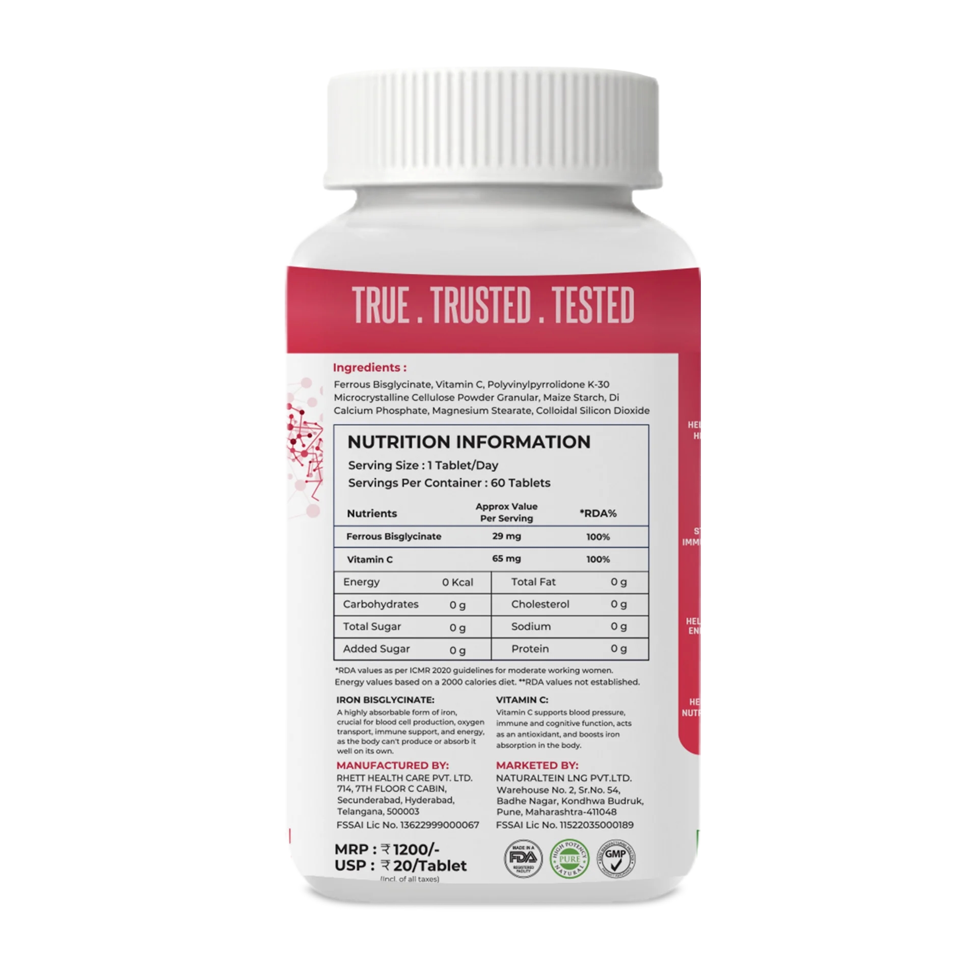 Iron Bisglycinate + Vitamin C for Female - Image 3